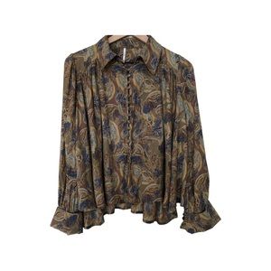 Free People.   Multicolor Floral Print Button Down Long Sleeves Blouse Top XS/TP